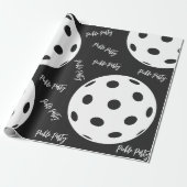 Retro Style Neon Black Themed Pickleball Geburtsta Geschenkpapier (Ungerollt)