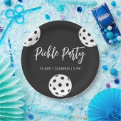 Retro Style Neon Black Themed Pickleball Geburtsta Pappteller (Party)