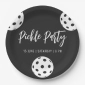 Retro Style Neon Black Themed Pickleball Geburtsta Pappteller (Vorderseite)