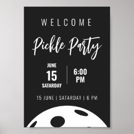 Retro Style Neon Black Themed Pickleball Geburtsta Poster