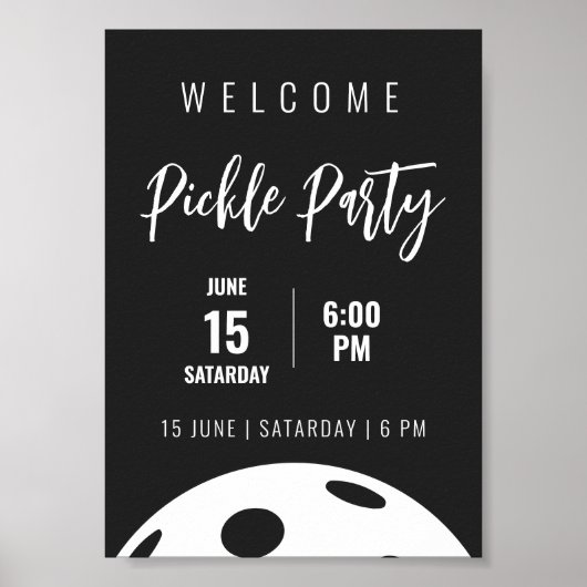 Retro Style Neon Black Themed Pickleball Geburtsta Poster (Vorne)