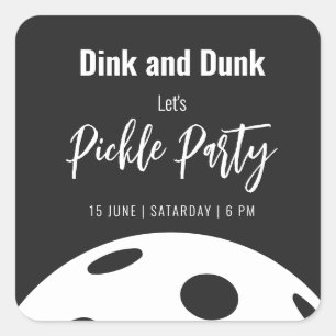Retro Style Neon Black Themed Pickleball Geburtsta Quadratischer Aufkleber