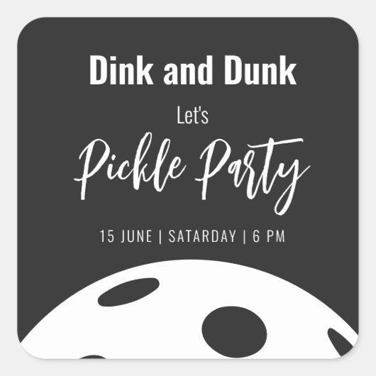 Retro Style Neon Black Themed Pickleball Geburtsta Quadratischer Aufkleber (Vorderseite)