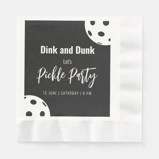 Retro Style Neon Black Themed Pickleball Geburtsta Serviette (Vorderseite)