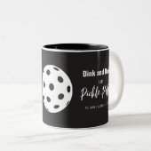 Retro Style Neon Black Themed Pickleball Geburtsta Zweifarbige Tasse (VorderseiteRechts)