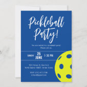 Retro Style Neon Blue Themed Pickleball Geburtstag Einladung (Vorderseite)