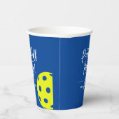 Retro Style Neon Blue Themed Pickleball Geburtstag Pappbecher (Rechts)