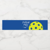 Retro Style Neon Blue Themed Pickleball Geburtstag Wasserflaschenetikett (Einzelnes Label)