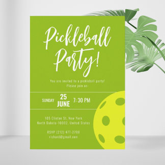 Retro Style Neon Limon Themed Pickleball Geburtsta Einladung
