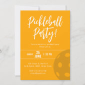 Retro Style Neon Orange Themed Pickleball Geburtst Einladung (Vorderseite)