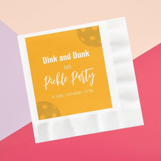 Retro Style Neon Orange Themed Pickleball Geburtst Serviette