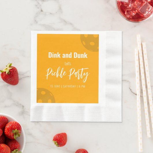 Retro Style Neon Orange Themed Pickleball Geburtst Serviette (Beispiel)