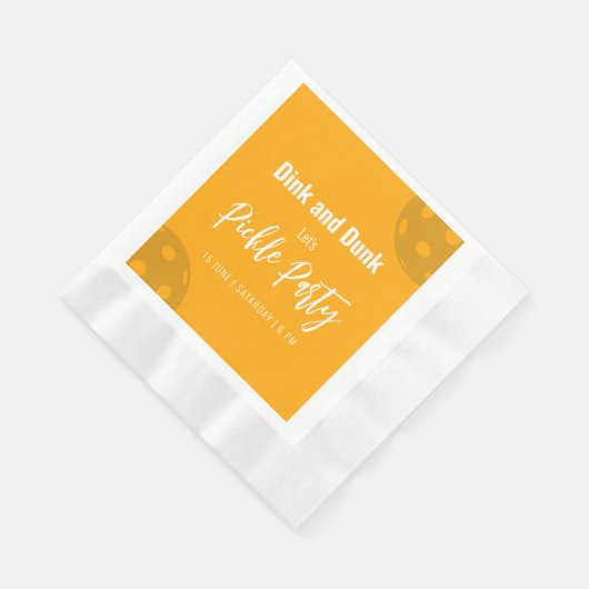 Retro Style Neon Orange Themed Pickleball Geburtst Serviette (Ecke)