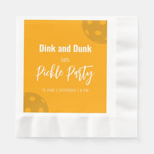 Retro Style Neon Orange Themed Pickleball Geburtst Serviette (Vorderseite)
