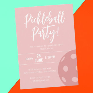 Retro Style Neon Pink Themed Pickleball Geburtstag Einladung