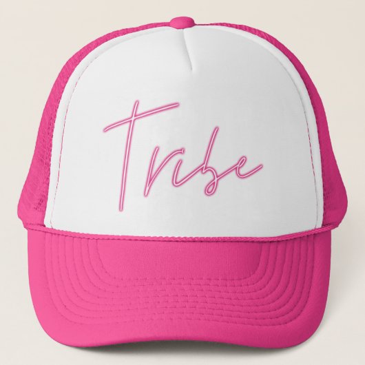 Retro Style Neon Pink Tribe Script Truckerkappe (Vorderseite)