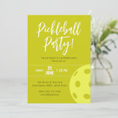 Retro Style Neon Yellow Themed Pickleball Geburtst Einladung (Stehend Vorderseite)
