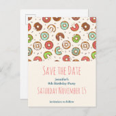 Retro Style Niedlich Donut Muster Save the Date Einladungspostkarte (Vorne/Hinten)