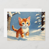 Retro Style Niedlich Kitten in Schnee Postkarte (Vorne/Hinten)