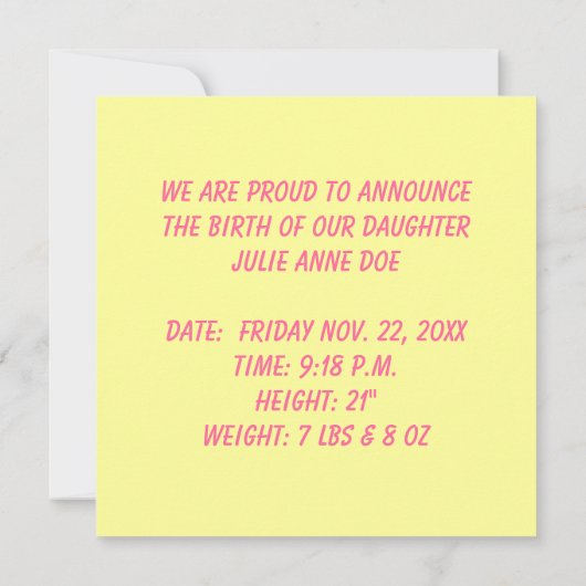 Retro Style Niedlich Toy Duck Baby Ankündigung (Rückseite)