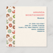Retro Style Niedliche Donut Muster Bäckerei Quadratische Visitenkarte (Rückseite)