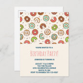 Retro Style Niedliche Donut Muster Einladungspostkarte (Vorne/Hinten)