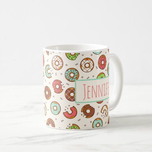 Retro Style Niedliche Donut Muster Kaffeetasse (VorderseiteRechts)