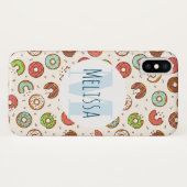 Retro Style Niedliche Donut Muster Monogramm Case-Mate iPhone Hülle (Rückseite (Horizontal))