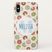 Retro Style Niedliche Donut Muster Monogramm Case-Mate iPhone Hülle (Rückseite)