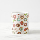 Retro Style Niedliche Donut Muster Monogramm Kaffeetasse (Mittel)