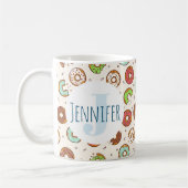 Retro Style Niedliche Donut Muster Monogramm Kaffeetasse (Links)