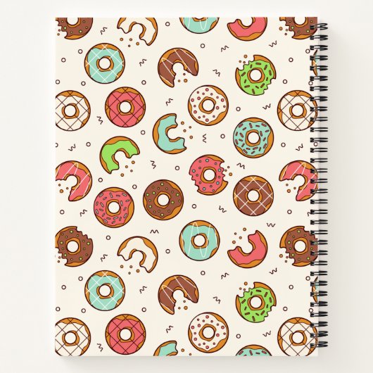 Retro Style Niedliche Donut Muster Monogramm Notizblock (Rückseite)