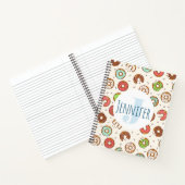 Retro Style Niedliche Donut Muster Monogramm Notizblock (Innenseite)