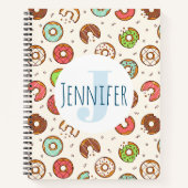 Retro Style Niedliche Donut Muster Monogramm Notizblock (Vorderseite)