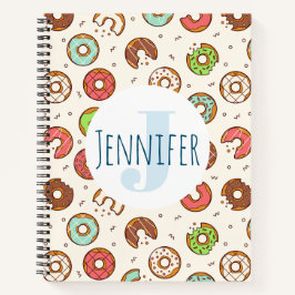 Retro Style Niedliche Donut Muster Monogramm Notizblock