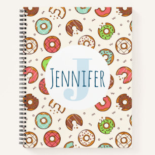 Retro Style Niedliche Donut Muster Monogramm Notizblock