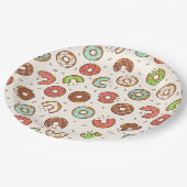 Retro Style Niedliche Donut Muster Pappteller (Schrägansicht)