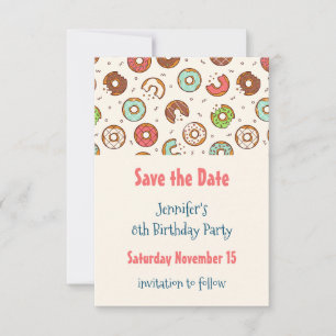 Retro Style Niedliche Donut Muster Save The Date