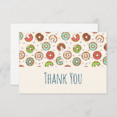 Retro Style Niedliche Donut Muster Vielen Dank Dankeskarte (Vorne/Hinten)