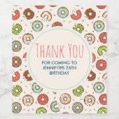 Retro Style Niedliche Donut Muster Vielen Dank Weinetikett (Einzelnes Label)