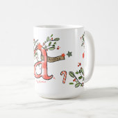 Retro Style Niedliche Weihnachtsmonogramm A mit Na Kaffeetasse (VorderseiteRechts)
