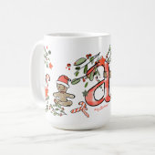 Retro Style Niedliche Weihnachtsmonogramm A mit Na Kaffeetasse (Vorderseite Links)