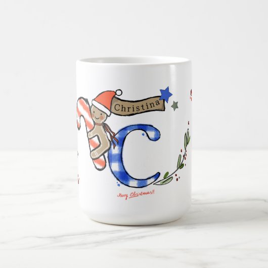 Retro Style Niedliche Weihnachtsmonogramm C mit Na Kaffeetasse (Mittel)