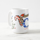 Retro Style Niedliche Weihnachtsmonogramm C mit Na Kaffeetasse (Vorderseite Links)