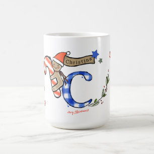 Retro Style Niedliche Weihnachtsmonogramm C mit Na Kaffeetasse