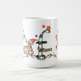 Retro Style Niedliche Weihnachtsmonogramm F mit Na Kaffeetasse