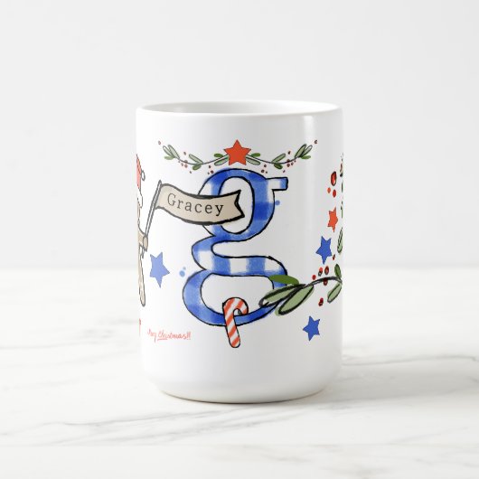 Retro Style Niedliche Weihnachtsmonogramm G mit Na Kaffeetasse (Mittel)
