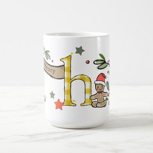 Retro Style Niedliche Weihnachtsmonogramm H mit Na Kaffeetasse (Mittel)