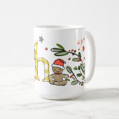 Retro Style Niedliche Weihnachtsmonogramm H mit Na Kaffeetasse (VorderseiteRechts)