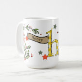 Retro Style Niedliche Weihnachtsmonogramm H mit Na Kaffeetasse (Vorderseite Links)